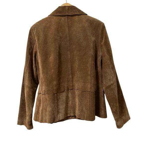 Coldwater Creek Womens Leather Suede Blazer Jacket Size L Brown Western Ranch - Picture 3 of 8